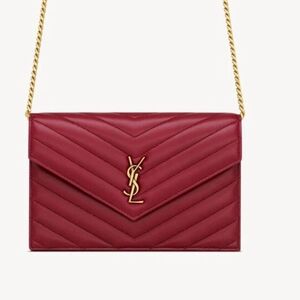 Yves Saint Laurent Burgundy Quilted Crossbody Bag - Copy
